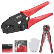 VEVOR Crimping Tool, AWG22-10 Heat Shrink/Nylon/Insulated Terminal Crimper, Labor-Saving Ratcheting Wire Crimp Pliers with a Pair Of Gloves, a Wire St