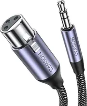 MOSWAG 3.5mm to XLR Female Cable 3FT, 1/8 Inch TRS 3 Pin Microphone Cable, Balanced Stereo Compatible With Computer, Speakers, Microphone