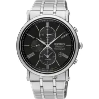 在飛比找Yahoo奇摩購物中心優惠-SEIKO 精工 Premier 紳士計時男錶 送禮推薦-黑
