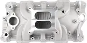 Silver Small Block Intake Manifold Aluminum,Compatible With Chevy 283 305 327 350 400 1955-1986 Dual Plane SB SBC Air Intake System Parts