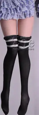 1/6 White Stripe Black Socks Clothes Fit 12in Female Phicen TBLeague Figure Doll