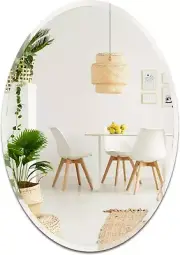 Villacola 20x28 Inch Oval Mirror for Bathroom Beveled Edge Frameless Oval