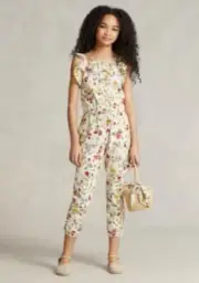 Polo Ralph Lauren Kids Floral Cotton Batiste Jumpsuit Multi Size 16