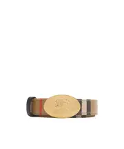 reversible checked belt S,M Sand/peat/gold