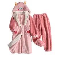 在飛比找Yahoo!奇摩拍賣優惠-珊瑚絨睡衣女秋冬季兔子睡袍厚款美樂蒂新款韓范家居服套裝
