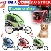 2 IN 1 Pet Trailer & Jogging Stroller Bike Bicycle Convertible Dog Cat Transport
