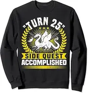 [X.Style] 25th Birthday, Video Games & Side Quest, 25 Years Old Gamer Sweatshirt ds839 Sweatshirt (S) Black