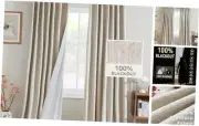 Pinch Pleated Full Blackout Curtains Linen Blended Chenille Blackout Curtains