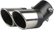 Muffler Tailpipe Universal Car Exhausts Muffler Tip Dual Pipe Chrome Exhaust Tips Tail Pipe 1.5-2.3 Inch Inlet Car Exhaust Tip(Bend silver bevel)