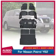 3 Rows TPE Floor Mats + Cargo Mat for Nissan Patrol Y62 2012-Onwards Door Sill Covered Car Mats 3PCS Boot Mat
