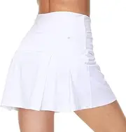 [Zingther] Women's High-Waist Tennis Skorts Also for Pickleball, Racquetball, Badminton, Running and Golf, Girls' Pleated Skirts with Inner Shorts and Tennis Ball Holder