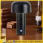 LED Mushroom Table Lamp 1800mAh Touch Switch Rechargeable Night Lamp (Black) .
