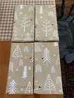 CRATE BARREL NAPKINS SET 4 Holiday Winter Christmas Tree Red Cardinal Bird NEW