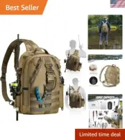 Lightweight Khaki Fishing Tackle Backpack with Ergonomic Design & Versatile Use
