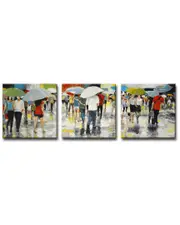 Ready2HangArt Umbrellas 3pc Wrapped Canvas Wall Art by Norman Wyatt