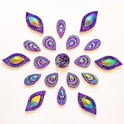 succi shan 80 Big Flower Mixed Size Sew On Rhinestones Flatback Beads Stones Sewing for Clothing Wedding Dress Decorations 2 Holes Purple