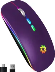 KBCASE LED Wireless Mouse Slim Silent Mouse 2.4G Rechargeable Wireless Computer