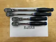 Snap-on Tools NEW 4PC 3/8" Drive POWER BLUE Soft Grip Flex & Fixed Ratchet Set