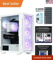 Elegant White RGB Mid Tower Case - 4 ARGB Fans with Dust Filters & Easy Access