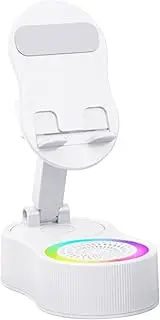 Smartphone Stand,Desk Cell Phone Stand - Adjustable Portable RGB Rest with Microphone Speaker for Online Meeting Filming Podcast Live Stream