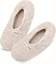 Keyela Women's Ballerina Slippers Light Weight Terry Cloth House Shoes, Foot Covering for Women, Fuzzy House Socks