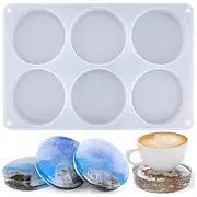 Resin Coaster Molds 6-Cavity Thick Round Coaster Silicone Molds For Resin Casting, Large Coaster Molds For Epoxy Resin DIY Custom Coasters Resin Art Gifts Home