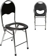 Portable Toilet Commode Chair, Portable Camping Toilet for Adults, Bedside Commodes, Stainless Steel Porta Potty with Backrest for Adults Suitable for Trips, Camping, Hiking, Home Use