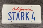 STARK 4 Iron Man Tony Stark prop License Plate Embossed on Aluminium