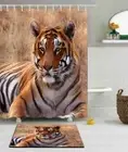 Prostrate Tiger Waterproof Bath Polyester Shower Curtain Liner Water Resistant