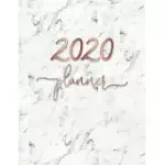 2020 PLANNER: WEEKLY AND MONTHLY PLANNER (WHITE MARBLE & ROSE GOLD) US LETTER SIZE 8.5