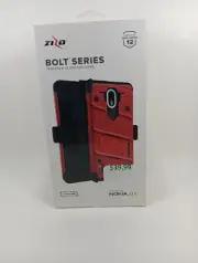 Bolt Series Nokia 3.1C Case Military Grade w/Temp. Glass Screen Protector Red
