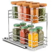 4"Wx10-3/8Dx8-7/8H Pull Out Cabinet Organizer PullOut Spice Rack Chrome for Cans