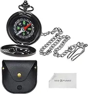 Eco-Fused Cosplay Retro Compass with Chain and Faux Leather Bag - Navigating Tool for Trekking, Backpacking, Sailing, and Scouting- Steampunk Costume Accessory