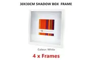 4 x White Square Shadow Box Photo Frame 30x30CM Picture Art Drawings Holder Home Decor