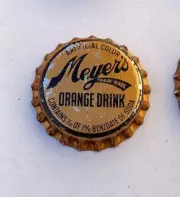 Meyer's orange SODA crown cap bottle can flat top cone ACL San Rafael Marin cork