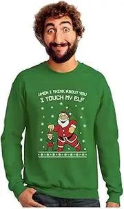 [Tstars] I Touch My Elf Ugly Christmas Sweater Sweatshirt XX-Large Green