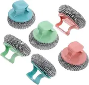 HOMOCONO Detachable Pot Scrubber 6pc Stainless Steel Cleaning Brush for Pots Pans Dish Scrubbers Wire Brush for Dishes