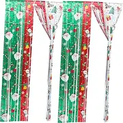 BUGUUYO 2pcs Foil Curtain Backdrop Christmas Decoration Backdrop Foil Door Curtain Christmas Tinsel Curtains Christmas Metallic Tinsel Curtains Xmas Photo Booth Props Fringe The Pet
