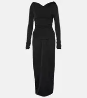 [Khaite] Khaite Fable draped shirred maxi dress AU 14 black