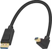 Extreme Thin Mini Displayport to Displayport Cable,1.4a 8K@60Hz Down Angled Bi-Direction Mini Dp Male to DP Male Cable with Gold-Plated, for Gaming Monitor.1Ft