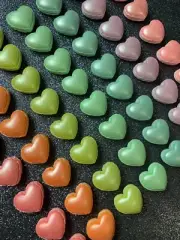 7pc. Faux Heart Shaped Macaroon, Cabochon Cookies, Charm, Flatback, Polymer Clay