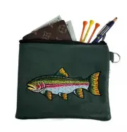 Hand Embroidered Trout Sunfish golf valuables pouch essentials bag