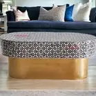 KAI BLACK & WHITE PATTERNED MOTHER-OF-PEARL OVAL COFFEE TABLE HANDCRAFTED
