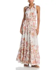 Hemant and Nandita Floral Buckle Belt Button Front Maxi Dress