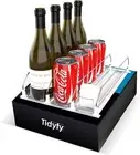 Assembled Drink Organizer for Fridge | Spring Loaded Fridge Drink Organizer Disp