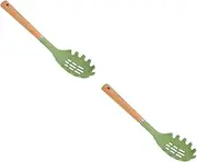 CONGARTENO 2pcs Silicone Pasta Ladle Spoon Set Noodle Fork Server Handle for Kitchen