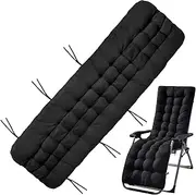 Lounge Chair Cushion, 67 Inch Non-Slip Long Bench Cushion, Strap Fixed Soft Thickened Bench Pad for Outdoor Furniture, Black