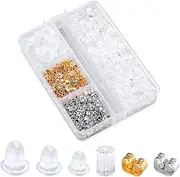 [LUTER] 710pcs Metal Plastic Rubber Silicone Earring Backs, 6 Designs Clear Earrings Back Replacement Practical Silicone Soft Earrings Stopper Back for Heavy Earring, Hook Earrings