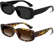 [Schmonti] Rectangle Sunglasses for Women Men Retro 90s Sun Glasses, UV400 Protection Square Shades