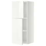 METOD wall cabinet with shelves/2 doors, white/Ringhult white, 40x37x100 cm
